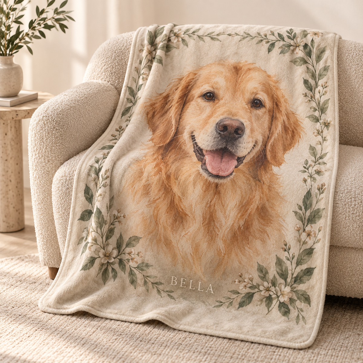 Custom Pet Portrait Flannel Blanket