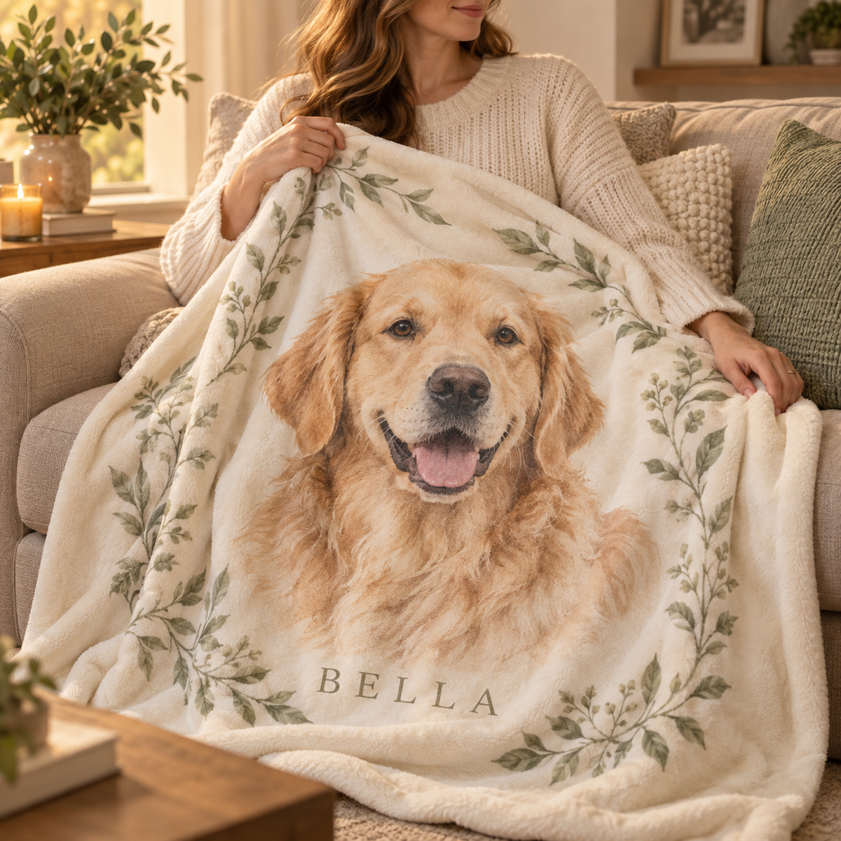 Custom Pet Portrait Flannel Blanket