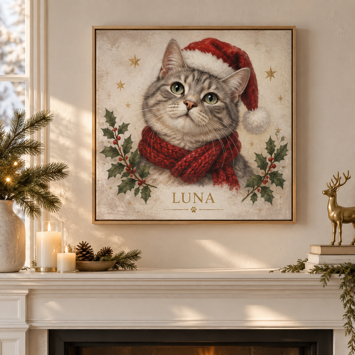 Custom Pet Portrait Canvas Print(1:1)
